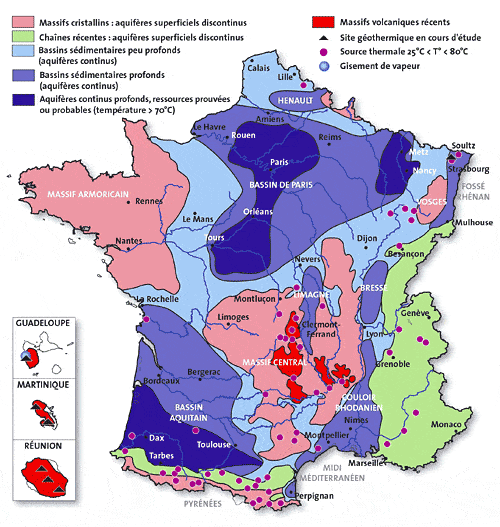Ressources géothermiques en France